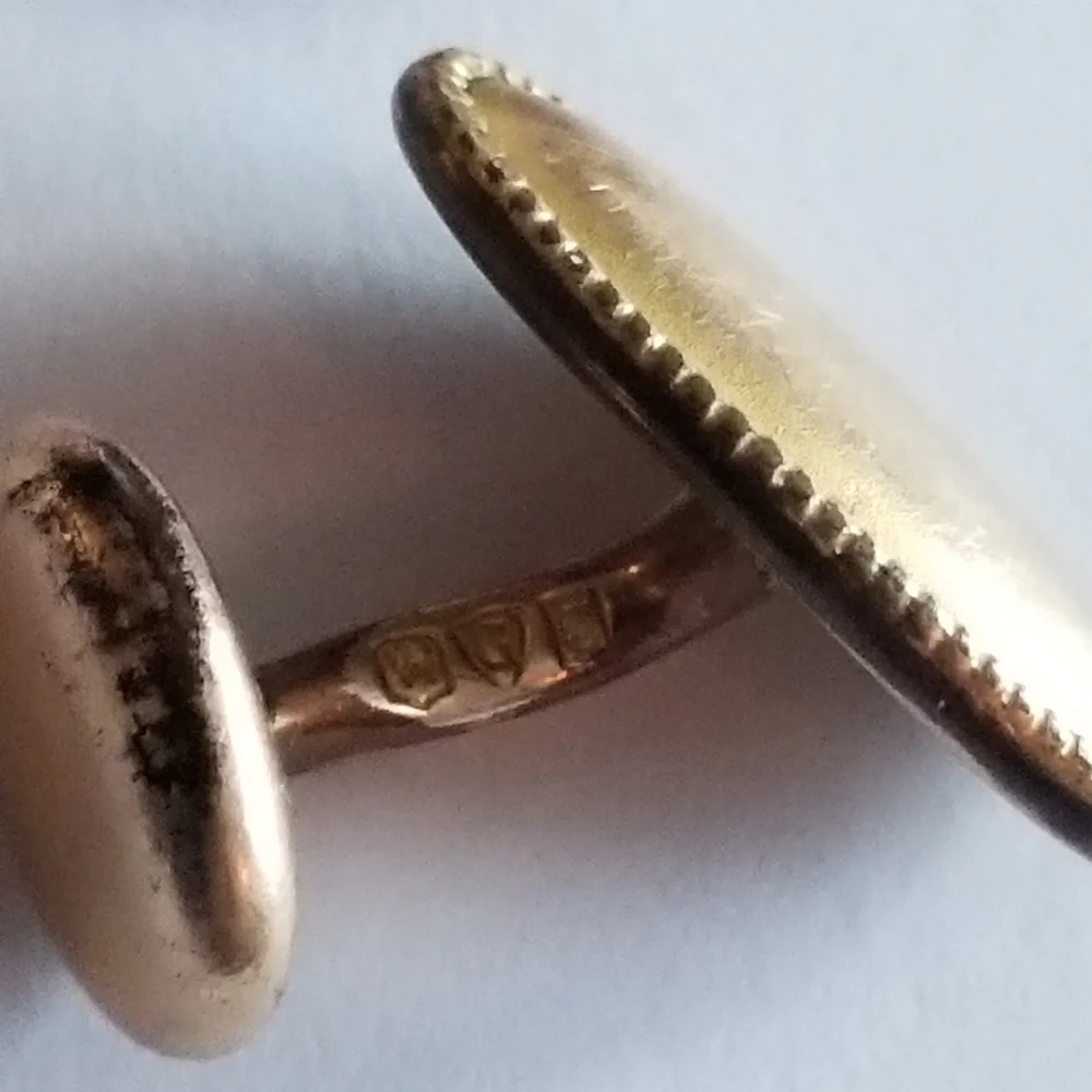 Antique cufflinks by W.G. Clark & Co gold tone Edwardian bean back WGC